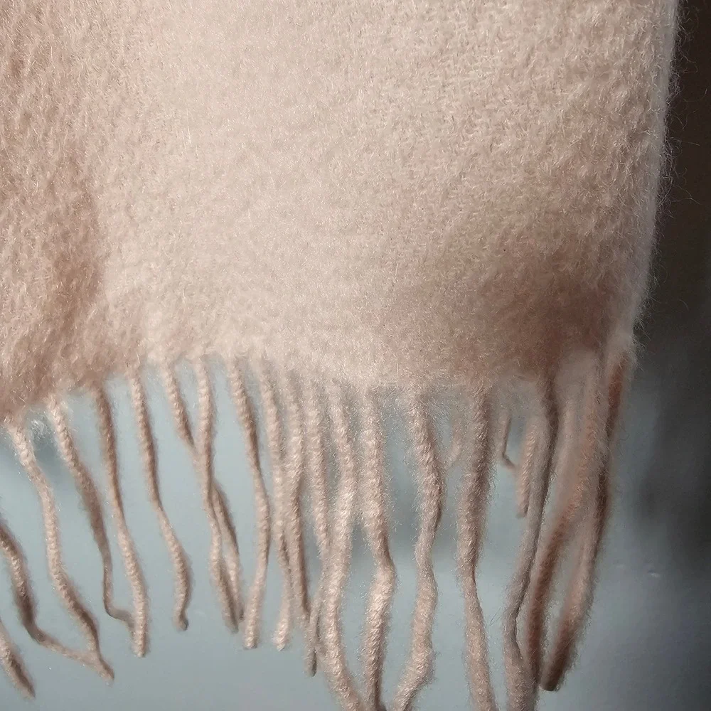 Cashmere Counter 100% Cashmere Scarf Blush Pink Fringe 65